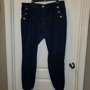 Michael Kors Curvy Girl stretch Jeans w/Gold Button detail -16